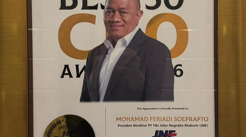 Presdir JNE Raih Indonesia Best 50 CEO Awards 2026, M Feriadi : Ini Adalah Amanah