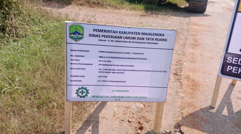 Agar CV Fajar Tidak Asal-Asalan, PUTR Majalengka Harus Awasi Proyek Rehab Jalan Rp 1 M